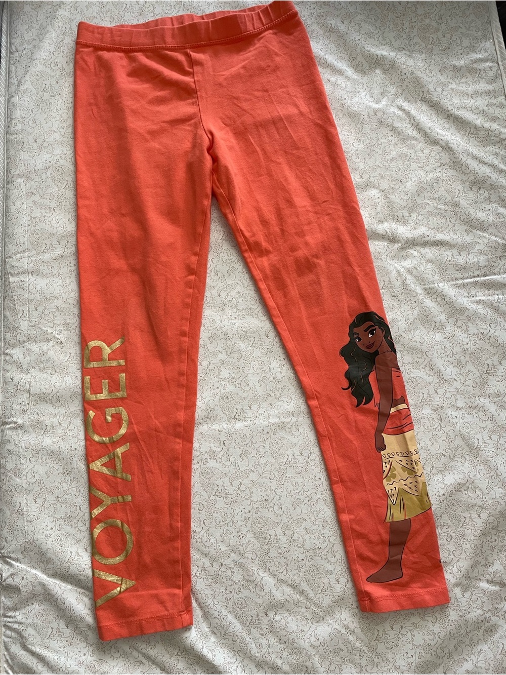 Disney Coral Moana Voyager Graphic Leggings Girls Sz L (9) Cotton Spotted Zebra